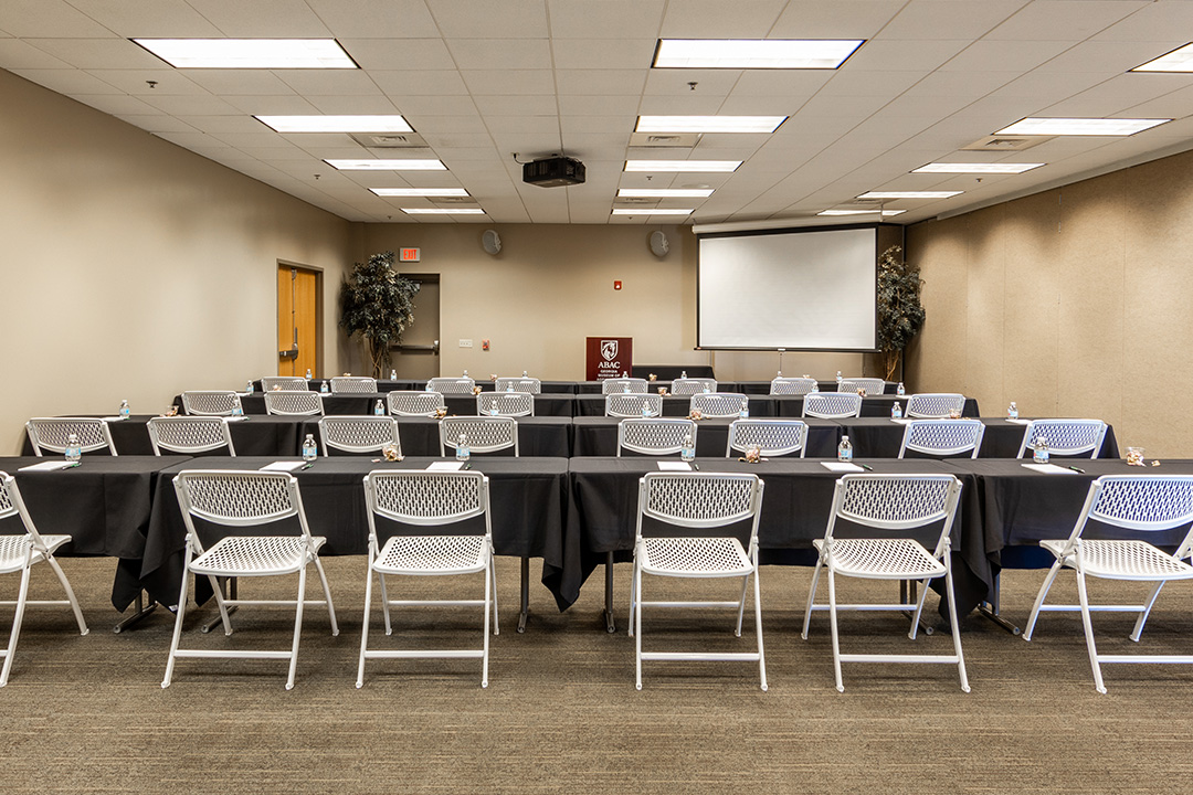 view of a setup of the west conference room