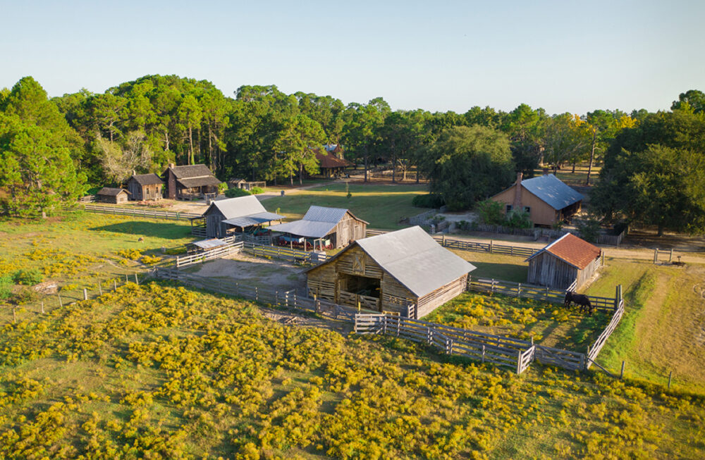 aerial view of a farmstead at georgia museum of agriculture