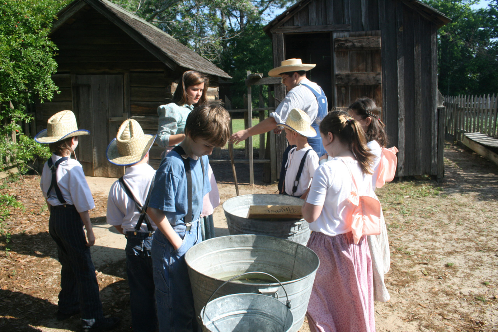 kids washing clothes