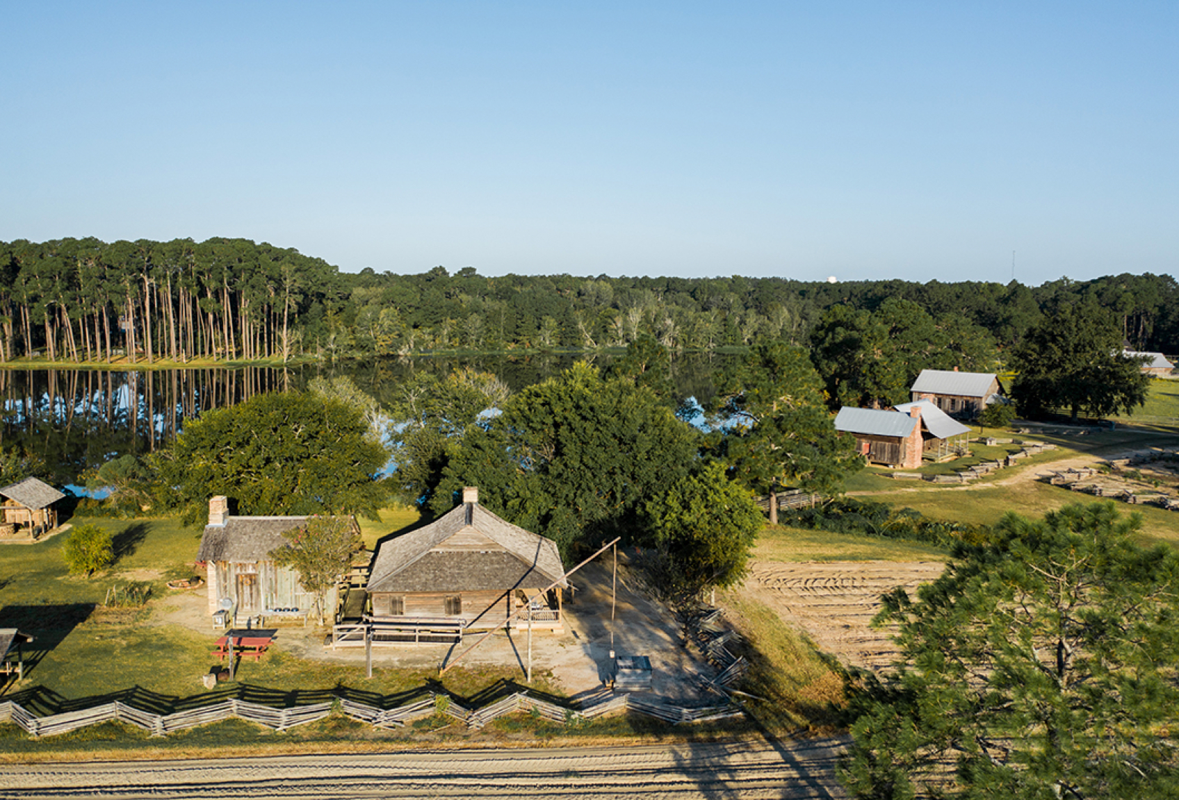 aerial view of a farmstead at georgia museum of agriculture
